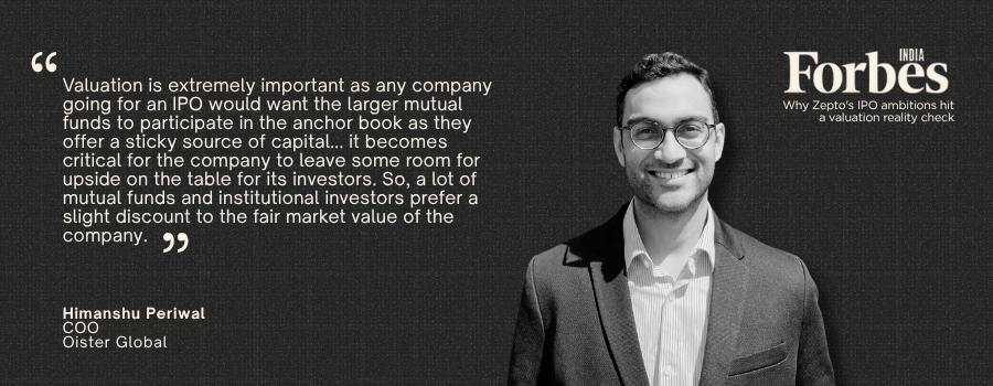 Himanshu Periwal of Oister Global quoted in Forbes India on Zepto IPO valuation