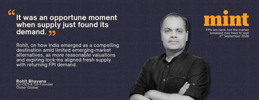 Rohit Bhayana of Oister Global quoted in Mint on FPI flows into Indian markets